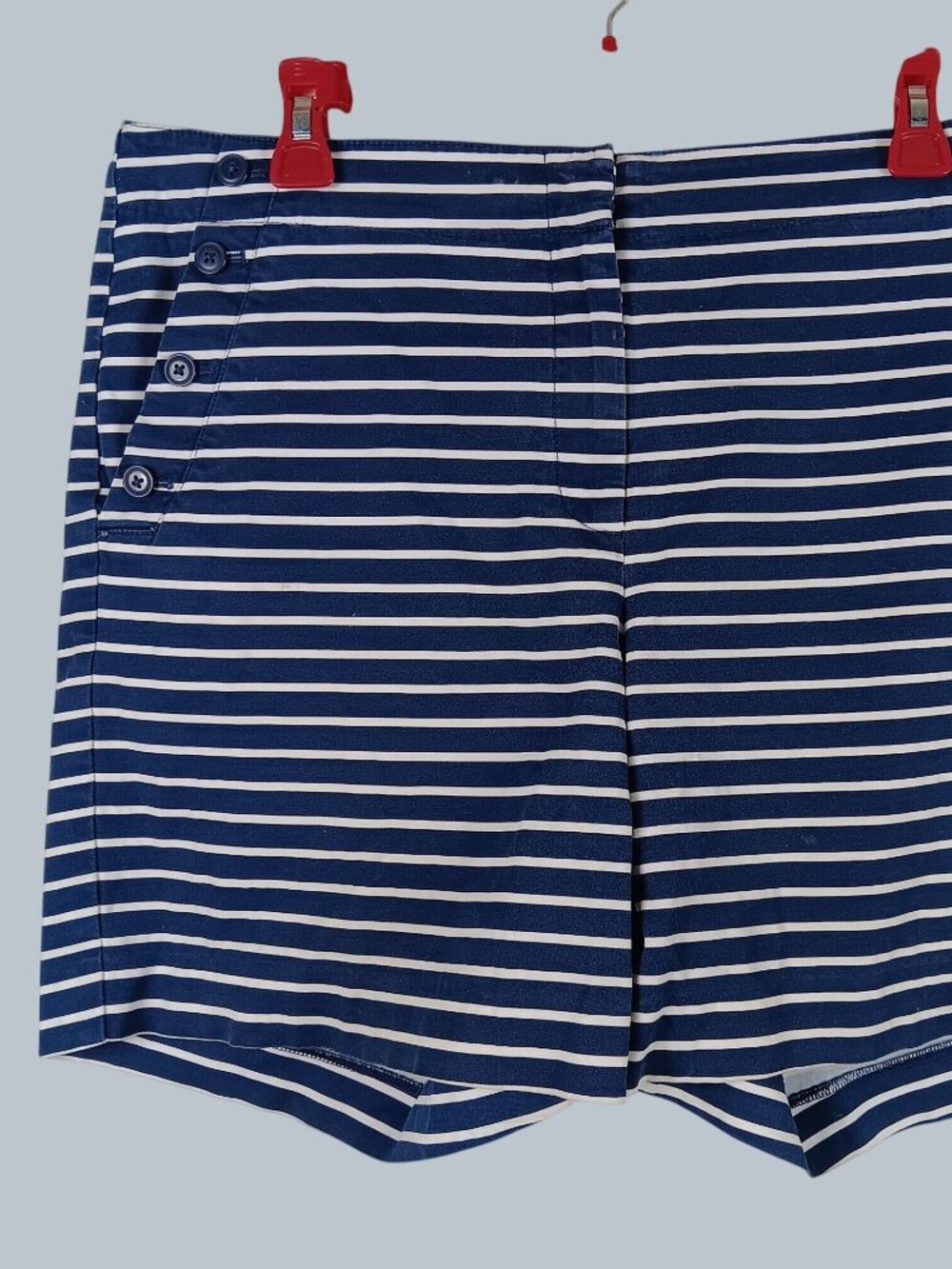 Talbots Striped Sailor Shorts Pockets Womens 12 Blue White Beach Nautical
